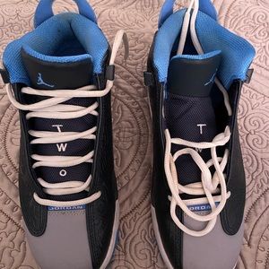 Air Jordan Two , size 6 Y , gently worn , blue black and gray